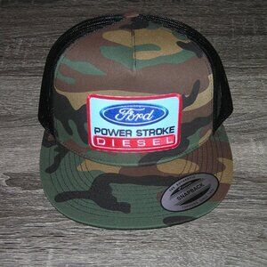 Ford Power Stoke Diesel Patch Trucker Hat Yupoong classic 6006 Snapback Camo/BLK